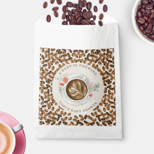 A Baby Is Brewing Coffee Floral Baby Shower Napkin Favour Bag