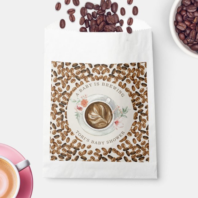 A Baby Is Brewing Coffee Floral Baby Shower Napkin Favour Bag (Creator Uploaded)