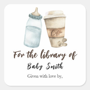 A baby is brewing coffee - for the library of square sticker