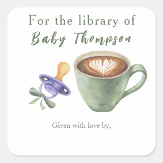 A baby is brewing coffee - for the library of square sticker