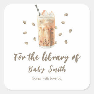 A baby is brewing coffee - for the library of square sticker