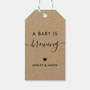 A Baby is Brewing, Coffee Gift Tag, Kraft Gift Tags