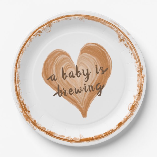 A baby is Brewing Coffee Heart Shower Paper Plate (Front)