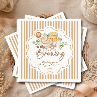 A Baby Is Brewing Coffee Latte Baby Shower Napkin