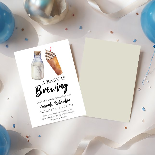 A Baby Is Brewing Coffee & Milk Baby Shower Invitation (Creator Uploaded)