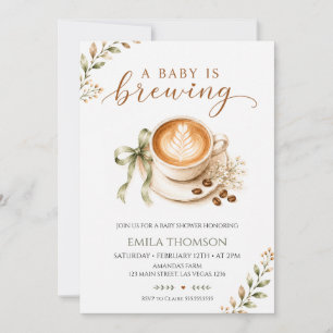 A Baby Is Brewing Coffee  neutral Baby Shower Invitation