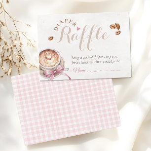 A baby is brewing coffee pink bow diaper raffle enclosure card