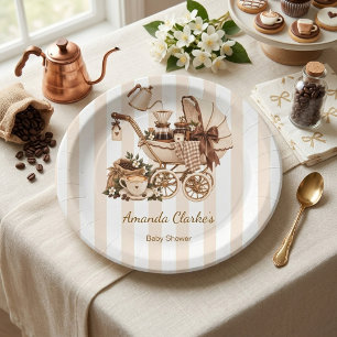 A Baby is Brewing Coffee Rustic Baby Shower Paper Plate