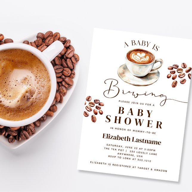 A Baby is Brewing Coffee Theme Baby Shower Invitation (A Baby is Brewing Coffee Theme Baby Shower Invitation)