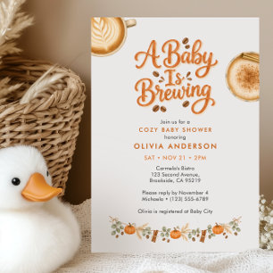 A Baby is Brewing Coffee Theme Baby Shower Invitation