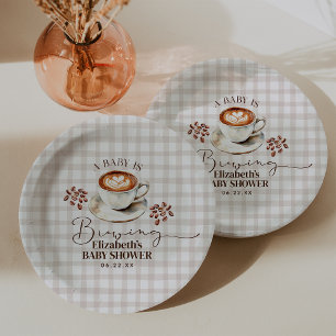 A Baby is Brewing Coffee Theme Baby Shower Paper Plate