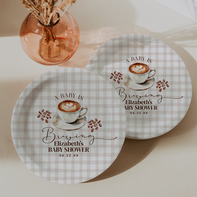 A Baby is Brewing Coffee Theme Baby Shower Paper Plate (A Baby is Brewing Coffee Theme Baby Shower Paper Plates)