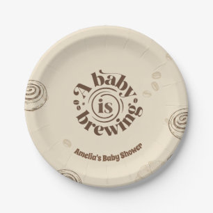 A Baby Is Brewing Coffee Theme Paper Plate