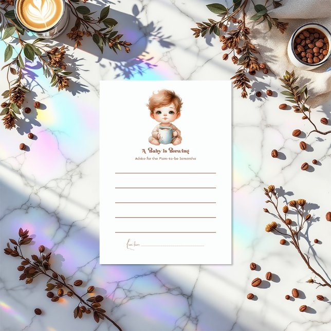 A Baby Is Brewing Coffee-Themed Baby Shower Advice Card (A Baby Is Brewing Coffee-Themed Baby Shower Advice Card)