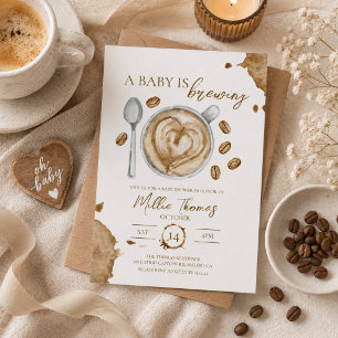 A Baby Is Brewing Coffee Themed Baby Shower Invitation
