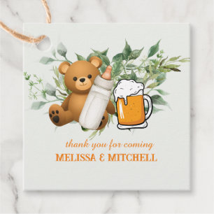 A baby is brewing couples baby shower thank you favour tags