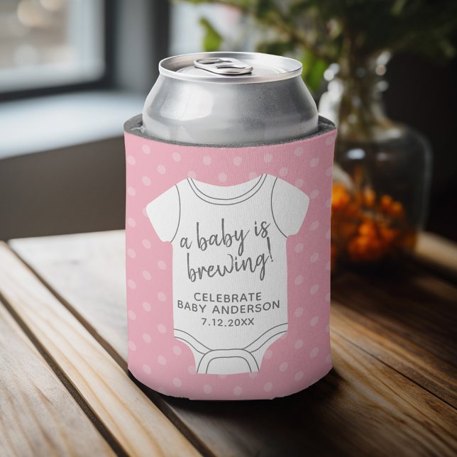 A Baby is Brewing -- Couples Shower Can Edit Colou Can Cooler (Baby Shower Favor - Personalized Can Cooler for a Couple's Shower - A Baby is Brewing)
