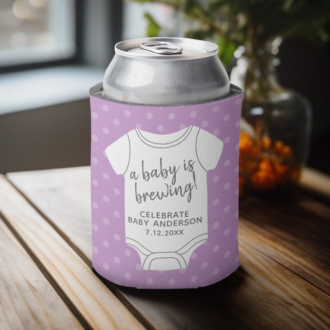 A Baby is Brewing -- Couples Shower Can Edit Colou Can Cooler (Baby Shower Favor - Personalized Can Cooler for a Couple's Shower - A Baby is Brewing)