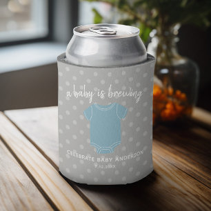 A Baby is Brewing - Couples Shower Favour Blue Boy Can Cooler