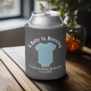A Baby is Brewing - Couples Shower Favour Blue Boy Can Cooler
