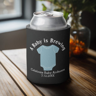 A Baby is Brewing - Couples Shower Favour Blue Boy Can Cooler