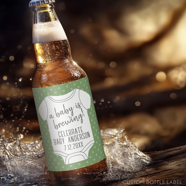 A Baby is Brewing -- Couples Shower - Green Beer Bottle Label (Custom Beer Bottle Label)