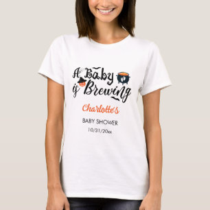 A Baby Is Brewing Custom Halloween Baby Shower T-Shirt