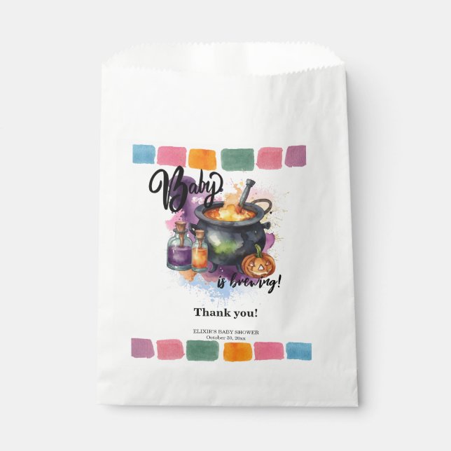 A Baby Is Brewing | Cute Halloween Baby Shower Favour Bag (Front)