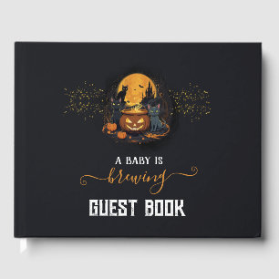 A Baby Is Brewing Cute Halloween Baby Shower  Guest Book