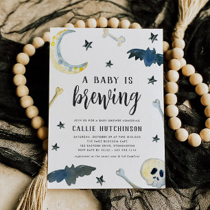 A Baby Is Brewing   Cute Halloween Baby Shower Invitation