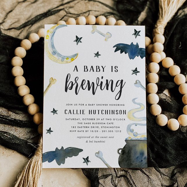 A Baby Is Brewing | Cute Halloween Baby Shower Invitation (Creator Uploaded)