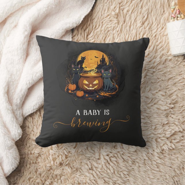 A Baby Is Brewing Cute Halloween Baby Shower Lil Cushion (Blanket)