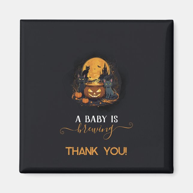 A Baby Is Brewing Cute Halloween Baby Shower Magnet (Front)