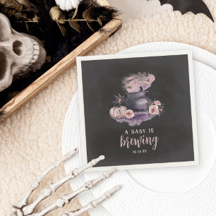 A Baby Is Brewing   Cute Halloween Baby Shower Napkin