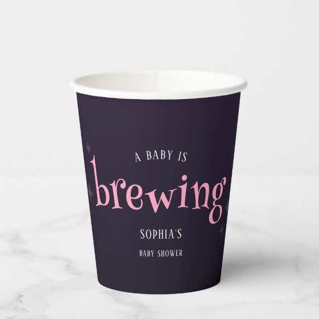 A Baby Is Brewing Cute Halloween Baby Shower  Paper Cups (Left)