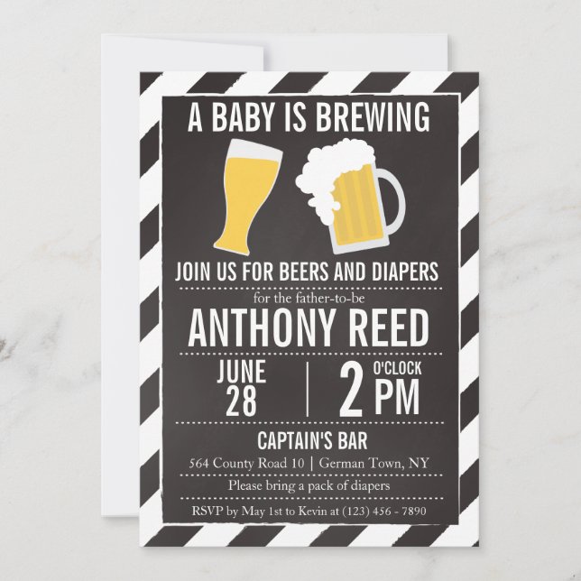 A Baby is Brewing Diaper and Beer Party Invitation (Front)