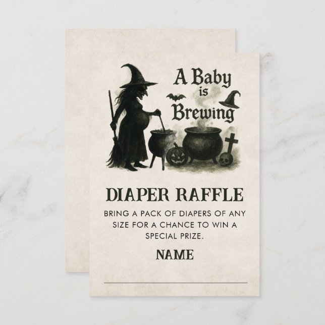 A Baby Is Brewing Diaper Raffle Baby Shower Enclosure Card (Front/Back)
