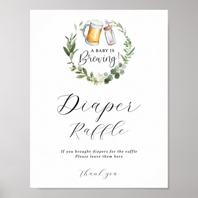 A Baby is Brewing Diaper Raffle Sign (Front)
