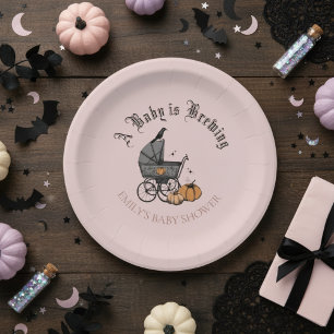 A Baby is Brewing Fall Baby Shower Favour Sticker Paper Plate