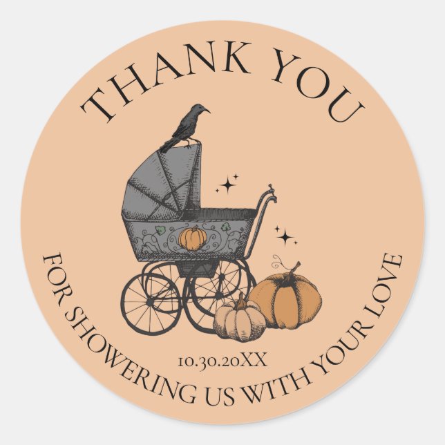 A Baby is Brewing Fall Baby Shower Thank You Classic Round Sticker (Front)