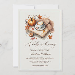 A Baby is Brewing Fall Coffee Baby Shower  Invitation