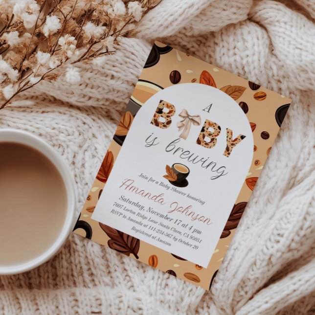 A Baby is Brewing Fall Coffee Themed Baby Shower Invitation (Creator Uploaded)