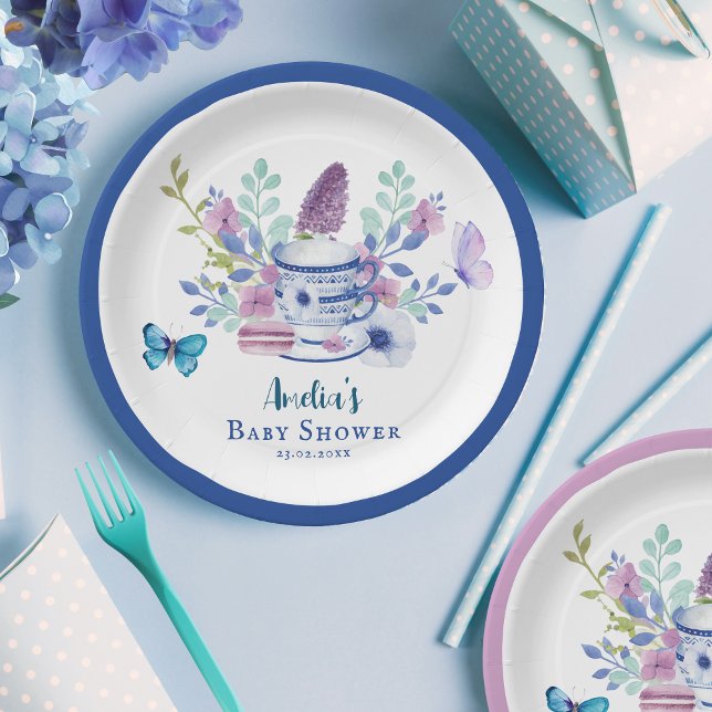 A Baby is brewing floral teacups Baby shower  Paper Plate (Creator Uploaded)