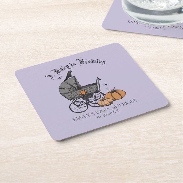 A Baby is Brewing Gender Neutral Baby Shower Square Paper Coaster (Angled)