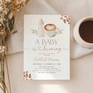 A Baby is Brewing Gingham Coffee Baby Shower Invitation