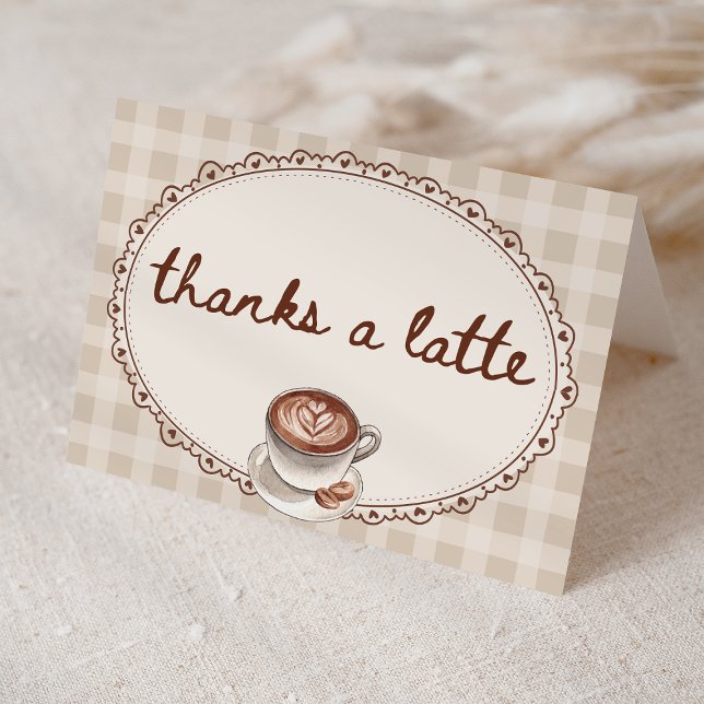 A Baby is Brewing Gingham Coffee Baby Shower Thank You Card (Creator Uploaded)
