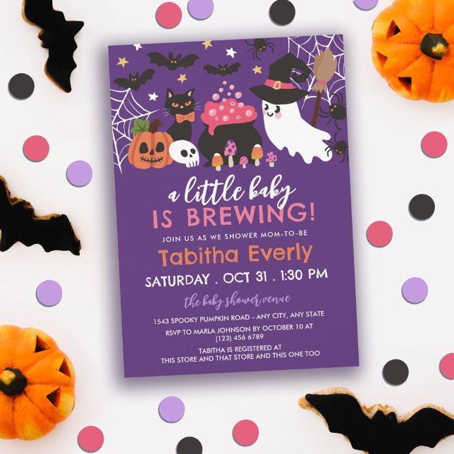 A Baby Is Brewing Girl Halloween Baby Shower Invitation (Creator Uploaded)
