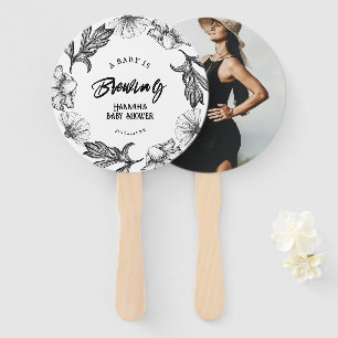 A baby is brewing Gothic Flower tattoo Baby Shower Hand Fan