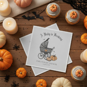 A Baby is Brewing Grey Baby Shower Napkin