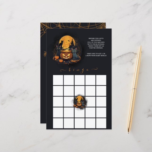 A Baby Is Brewing Halloween Baby Shower Bingo Game (Front/Back In Situ)